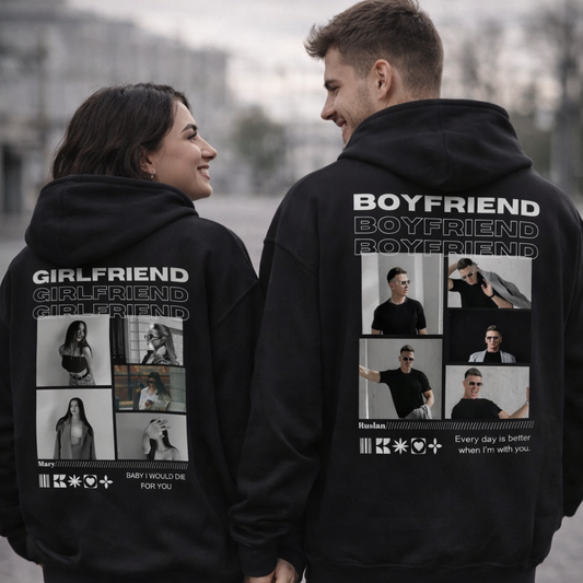 Personalized Couple Photo Hoodies – Girlfriend & Boyfriend