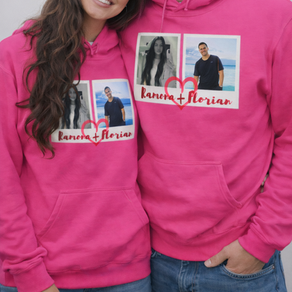 Personalized Couple Photo Hoodie – Custom Love Hoodie with Names or Initials